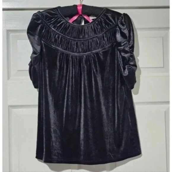 Loft Velvet Black Top Ruched - Only worn once! - Picture 2 of 3